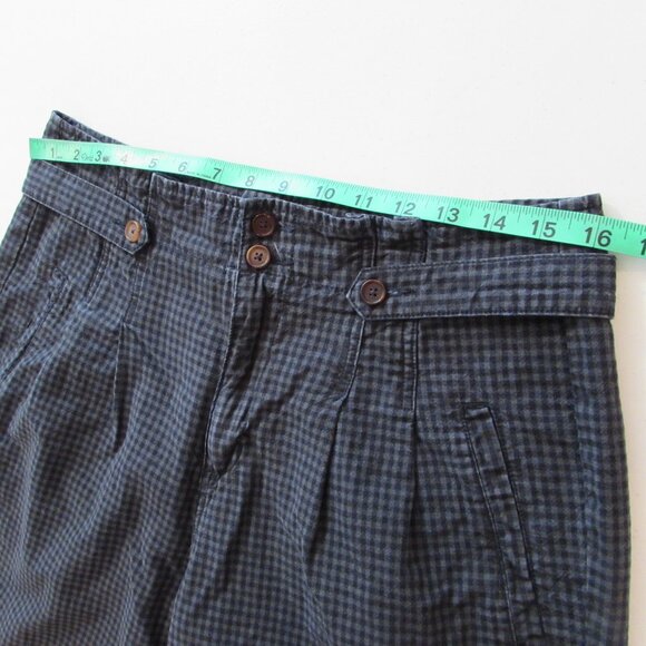 Sundance 'Vie De Reve' Cotton/Linen Navy Check High Rise Paperbag Ankle Pants 8 - Picture 11 of 16